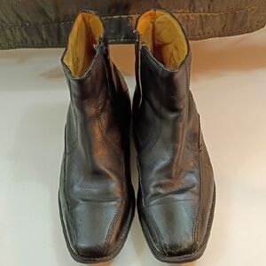 Men's Black Leather Zip Ankle Boots